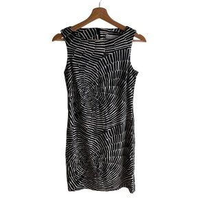 🥒 Trina Turk Black & White Groovy Swirl Retro Business Sleeveless Mini Dress 2
